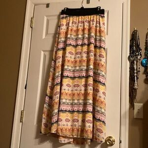 Colorful floral print flowy skirt